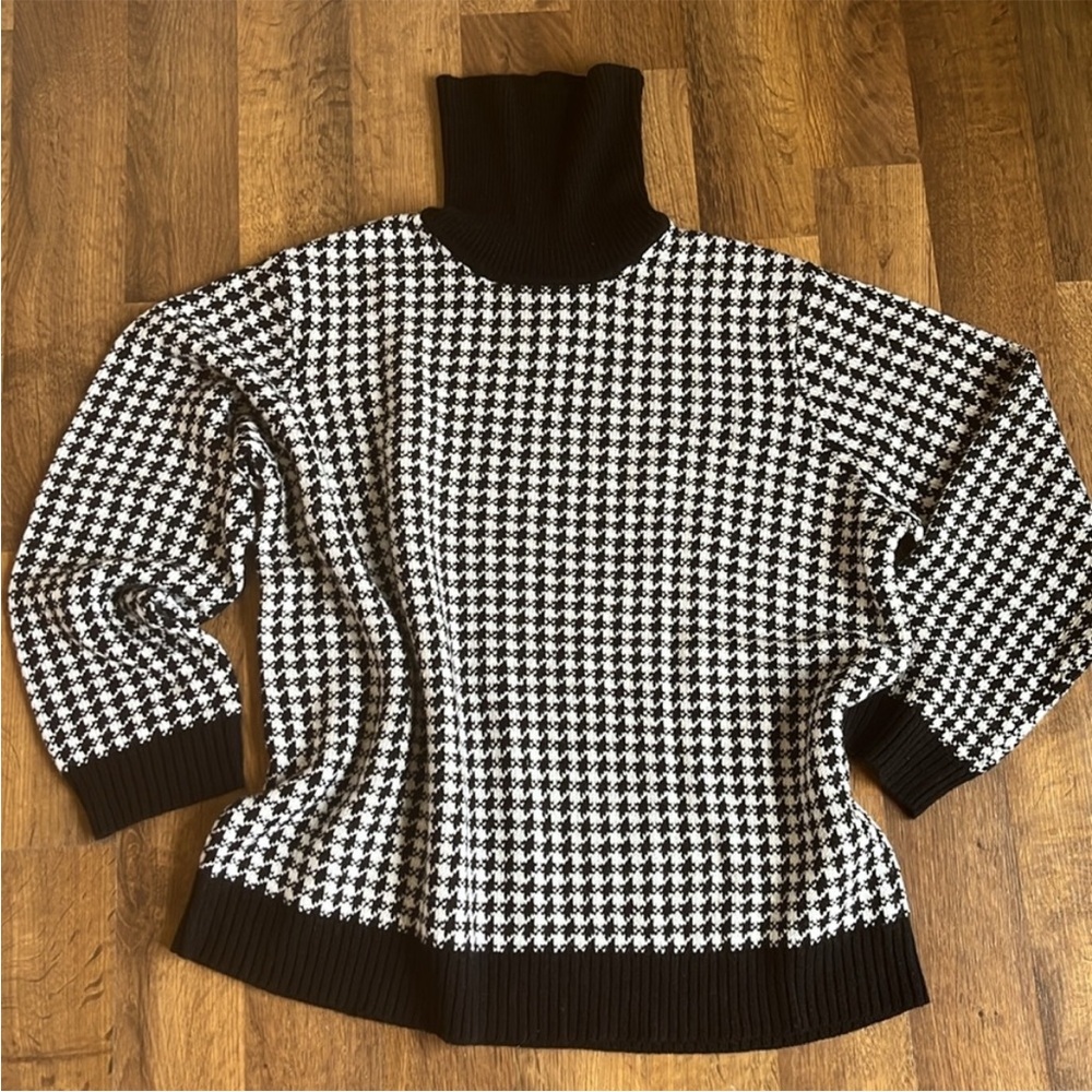 Vintage Houndstooth Turtleneck Sweater Evan Picone Size 2X